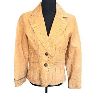 VTG Wilsons Leather Women S Tan Crinkle Leather Jacket Blazer Western Cowgirl